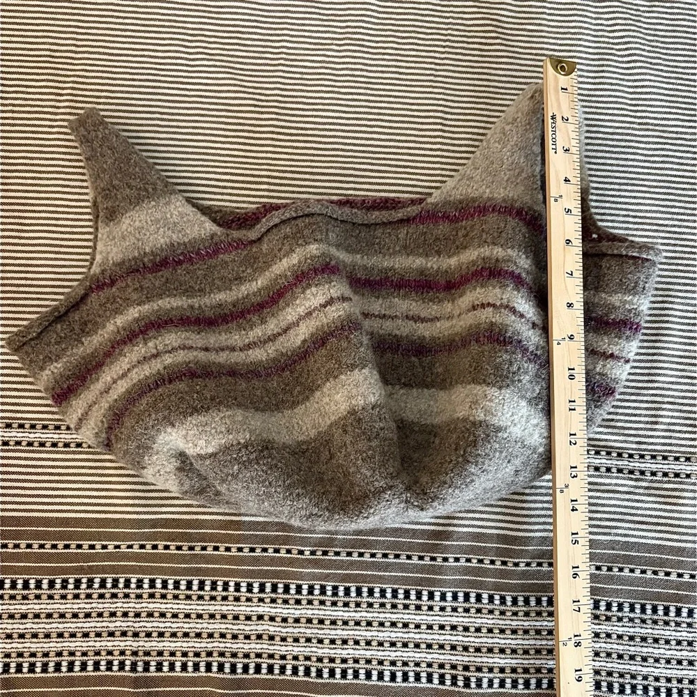 Felted Wool Market Bag Handmade Striped Tote‎ Slouchy Artisan Boho